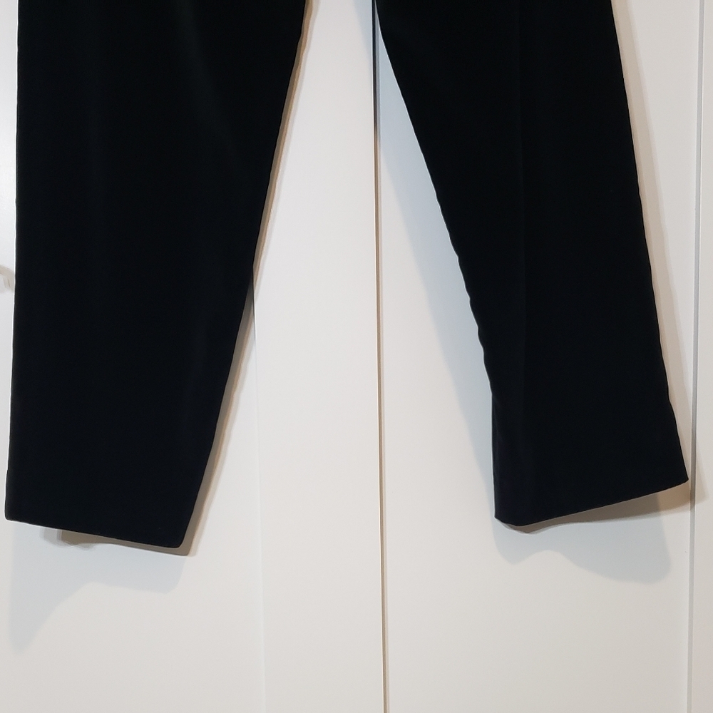 Talbots Vintage Velour Hi Rise Pants Black Size 12 Stretch Pleated - Picture 13 of 14
